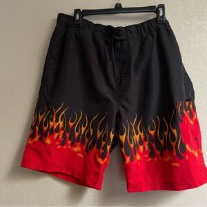 Flame Pattern Men's Swim Shorts